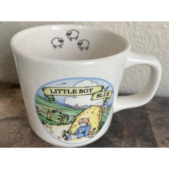 Little Boy Blue Child's Cup Plate Set Mud Pie w/ Box Mother Goose Nursery Rhyme - Picture 3 of 14
